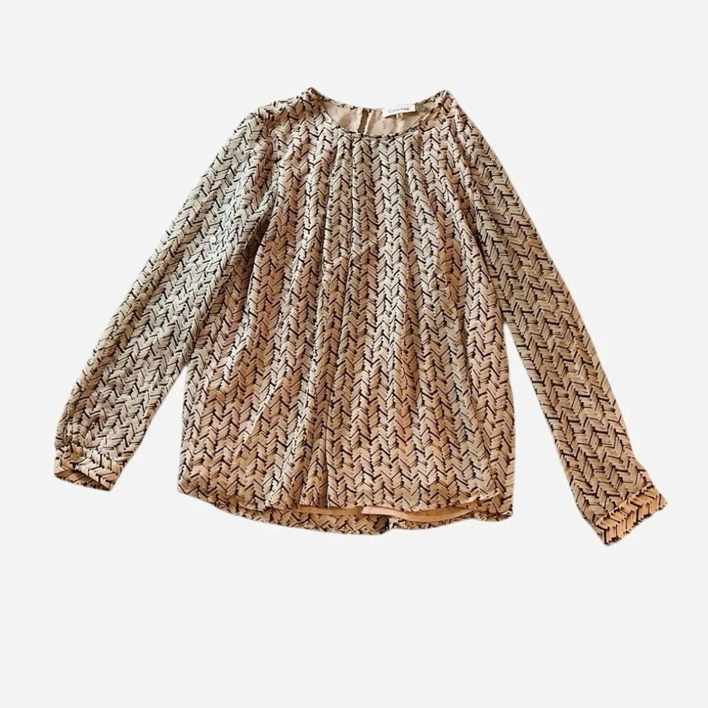 Calvin Klein Chiffon Long Sleeve Top Lightweight Women’s Size S